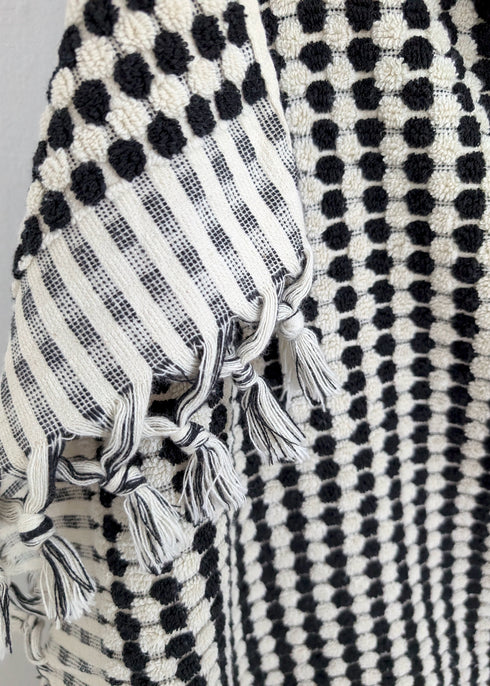 Bloom Collection – Oversized Turkish Cotton Bath Towel with Raised Texture and Hand-Tied Tassels