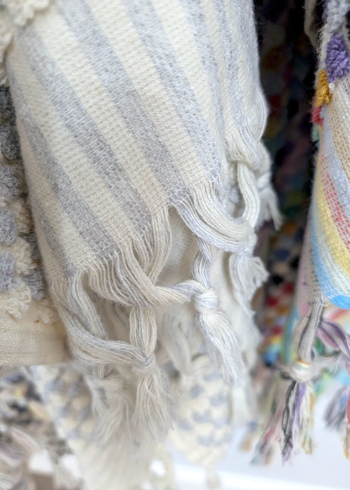 Bloom Collection – Oversized Turkish Cotton Bath Towel with Raised Texture and Hand-Tied Tassels