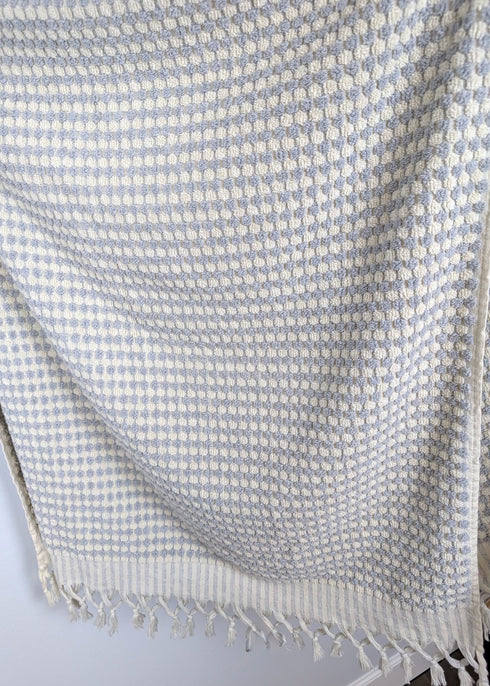 Bloom Collection – Oversized Turkish Cotton Bath Towel with Raised Texture and Hand-Tied Tassels