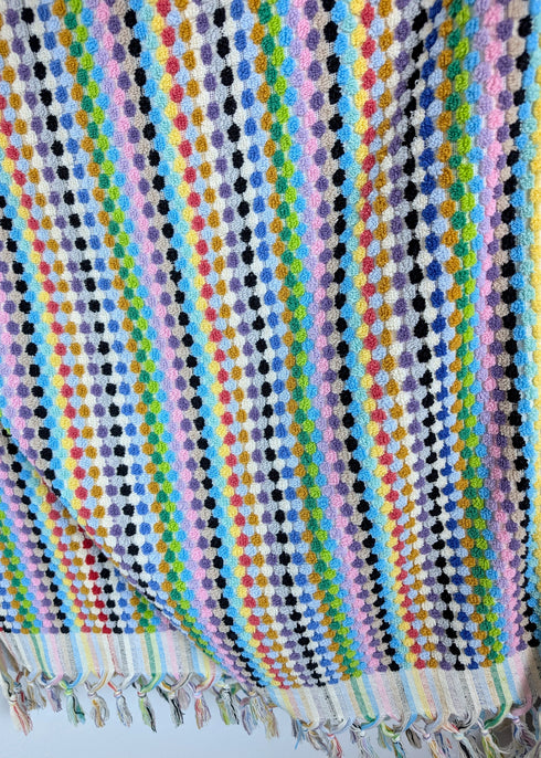 Bloom Collection – Oversized Turkish Cotton Bath Towel with Raised Texture and Hand-Tied Tassels