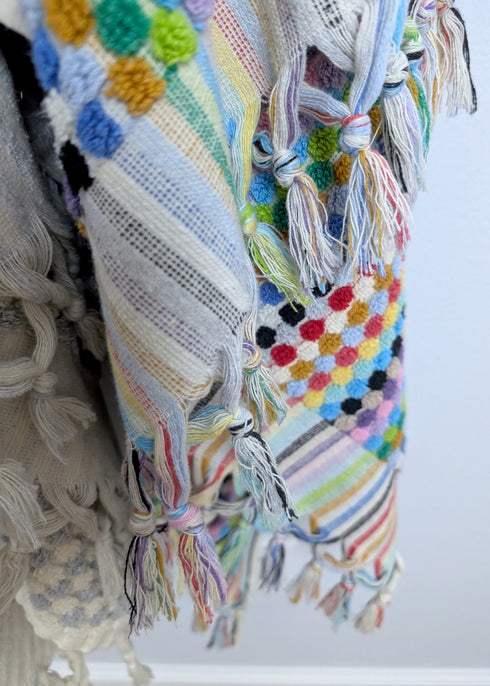 Bloom Collection – Oversized Turkish Cotton Bath Towel with Raised Texture and Hand-Tied Tassels