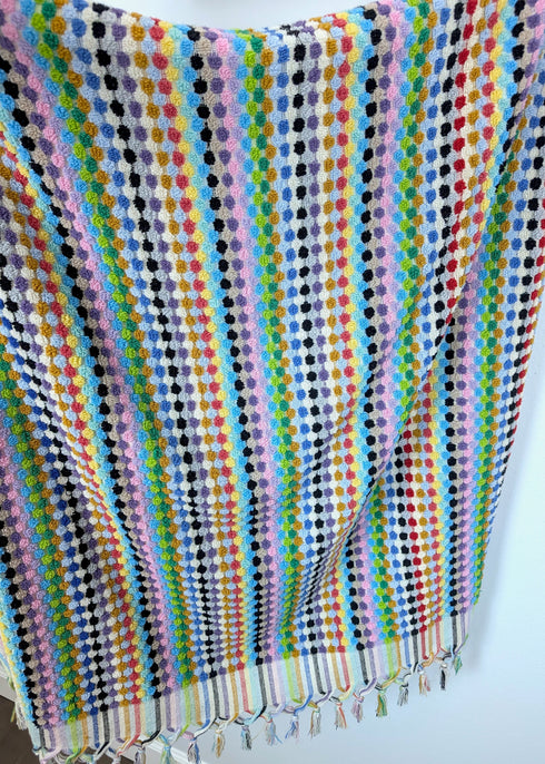 Bloom Collection – Oversized Turkish Cotton Bath Towel with Raised Texture and Hand-Tied Tassels