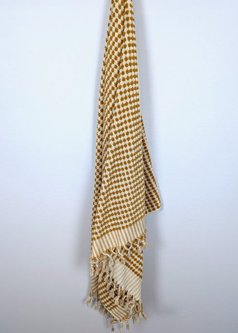 Bloom Collection – Oversized Turkish Cotton Bath Towel with Raised Texture and Hand-Tied Tassels