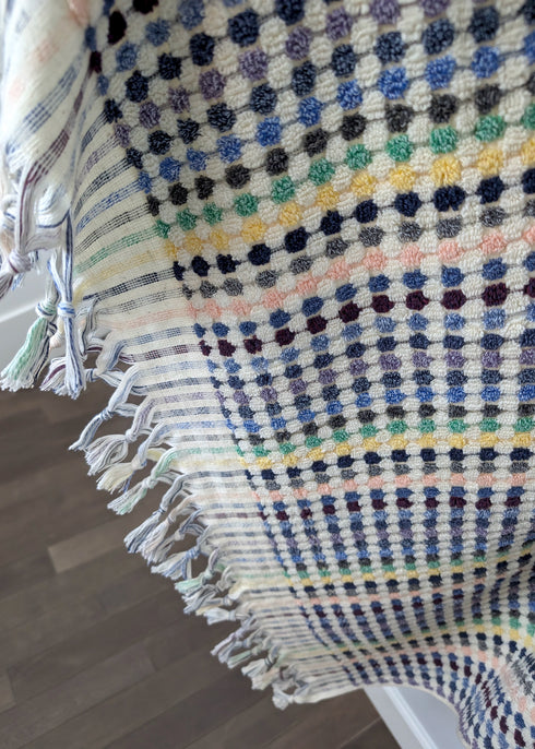 Bloom Collection – Oversized Turkish Cotton Bath Towel with Raised Texture and Hand-Tied Tassels