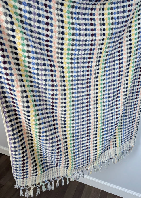 Bloom Collection – Oversized Turkish Cotton Bath Towel with Raised Texture and Hand-Tied Tassels
