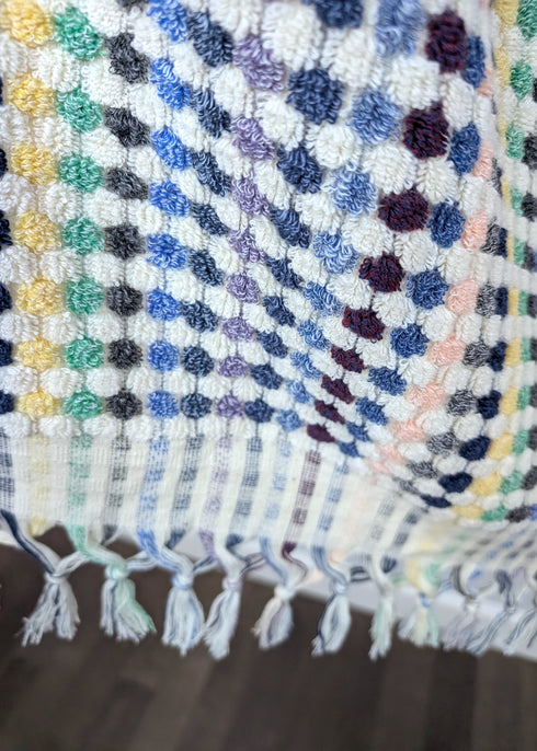 Bloom Collection – Oversized Turkish Cotton Bath Towel with Raised Texture and Hand-Tied Tassels