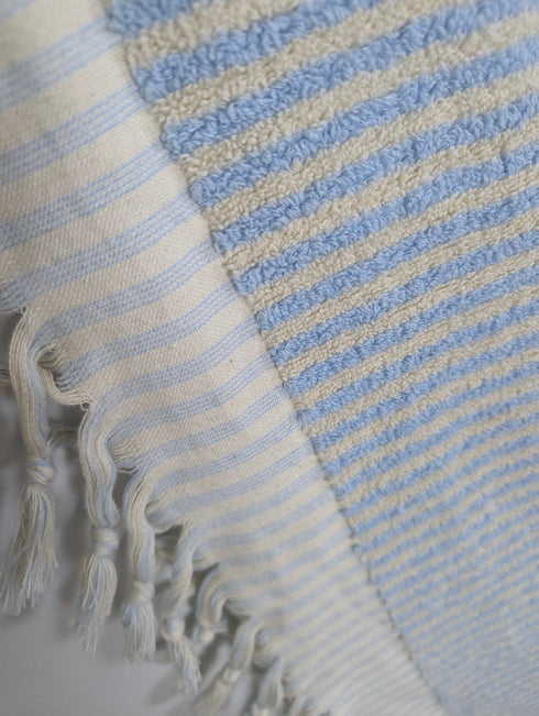Linea Collection – Oversized Turkish Cotton Bath Towel with Tonal Stripes and Tassels