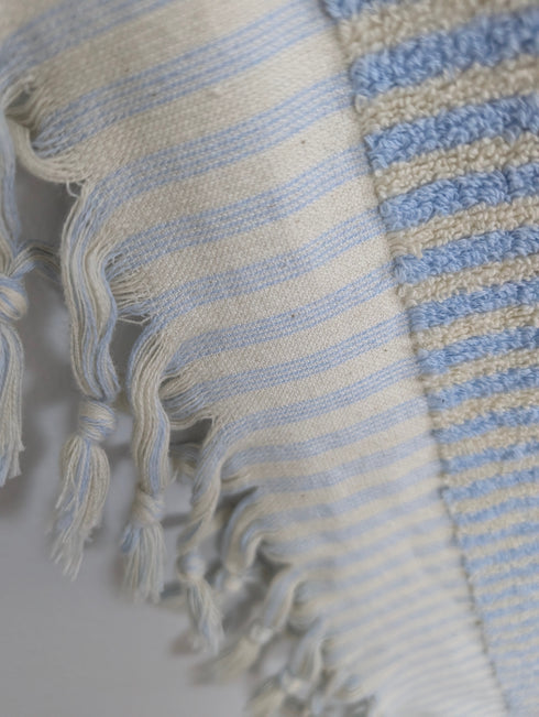 Linea Collection – Oversized Turkish Cotton Bath Towel with Tonal Stripes and Tassels