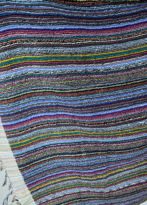 Linea Collection – Oversized Turkish Cotton Bath Towel with Tonal Stripes and Tassels