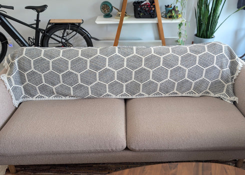 Nomad Hex Turkish Cotton Throw Blanket – 55" x 83", Modern Geometric Design