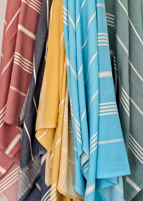 Surfside Towel Collection – Tassel-Free Turkish Cotton Towels, 39”x70”, Sand-Repelling