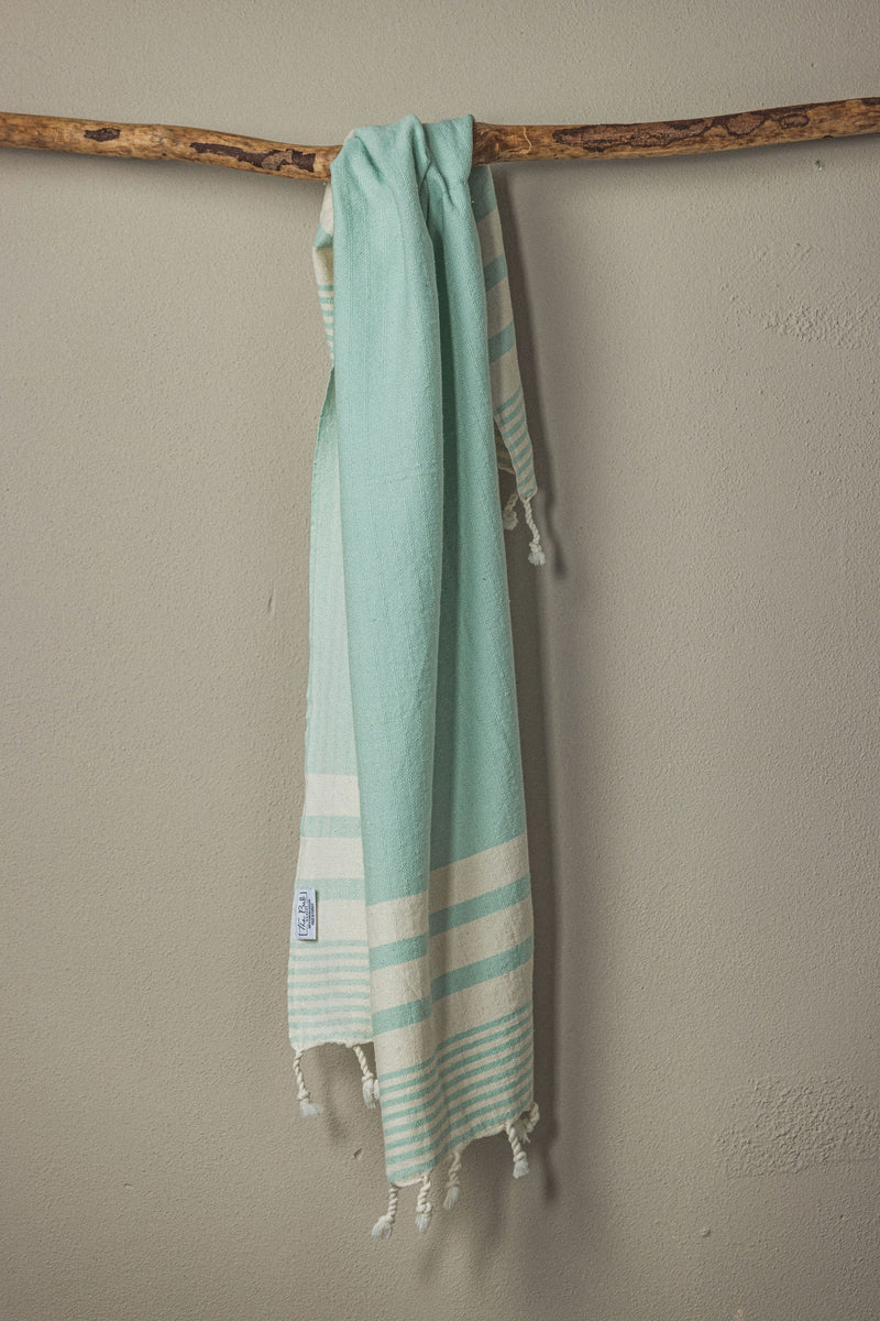Green Striped Dish Towel with Fringe + Reviews