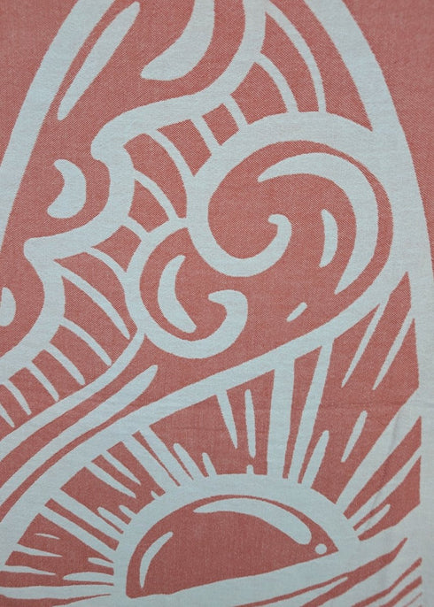 Hang10 Turkish Beach Towel - Surfboard Design, 100% Organic Turkish Cotton, Quick - Dry, 40” x 70” - The Bali Market