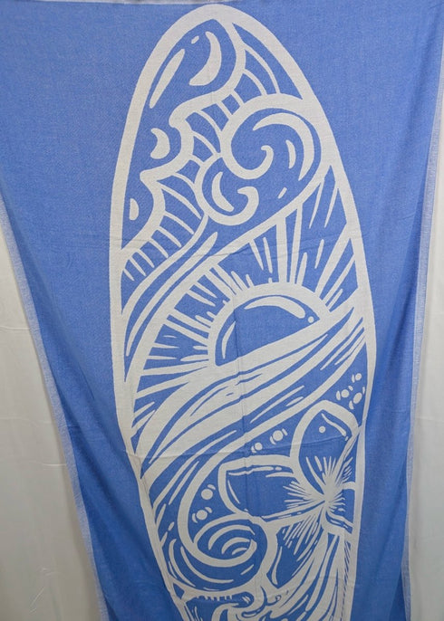 Hang10 Turkish Beach Towel - Surfboard Design, 100% Organic Turkish Cotton, Quick - Dry, 40” x 70” - The Bali Market