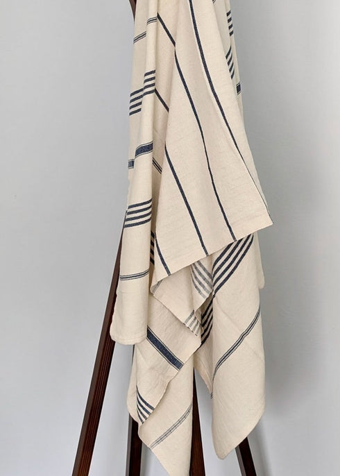 Horizon Stripe Turkish Cotton Towel Collection - Sand - Repelling, Quick - Drying, Tassel - Free, 39”x70” - The Bali Market