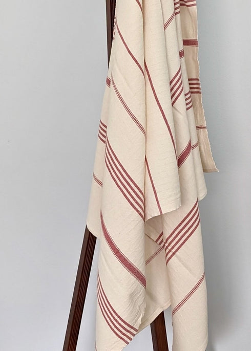 Horizon Stripe Turkish Cotton Towel Collection - Sand - Repelling, Quick - Drying, Tassel - Free, 39”x70” - The Bali Market