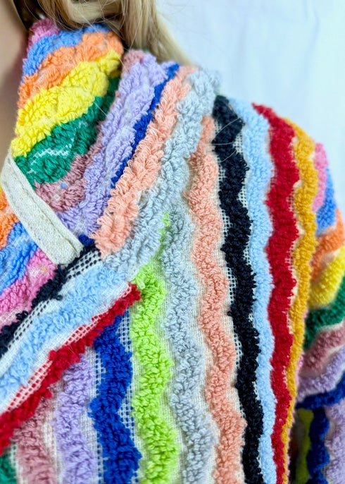 Limited Edition Rainbow Ripple – Colorful Turkish Cotton Robe with Zigzag Design - The Bali Market