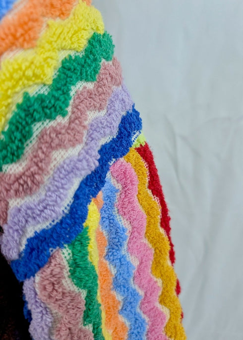 Limited Edition Rainbow Ripple – Colorful Turkish Cotton Robe with Zigzag Design - The Bali Market
