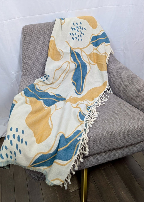 Terra Sol Turkish Cotton Throw Blanket – 57" x 75", Lightweight & Decorative - The Bali Market