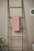 Vertical Stripe Turkish Hand/Tea Towel Set - Red - Taupe - Navy - No Fringe - The Bali Market