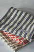 Vertical Stripe Turkish Hand/Tea Towel Set - Red - Taupe - Navy - No Fringe - The Bali Market