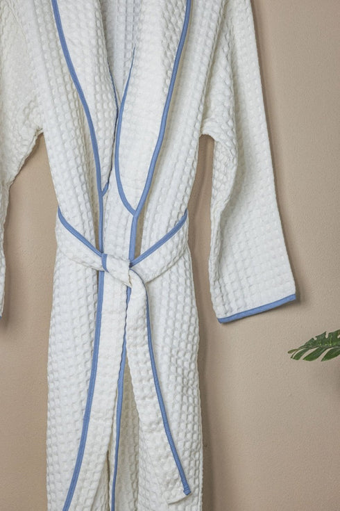 Waffle Weave Bath Robe - White - The Bali Market