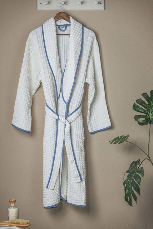 Waffle Weave Bath Robe - White - The Bali Market