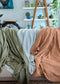 Wildspun Turkish Cotton Throw Blanket – 63" x 83", Dual - Texture Design in Khaki, Grey & Terra - The Bali Market
