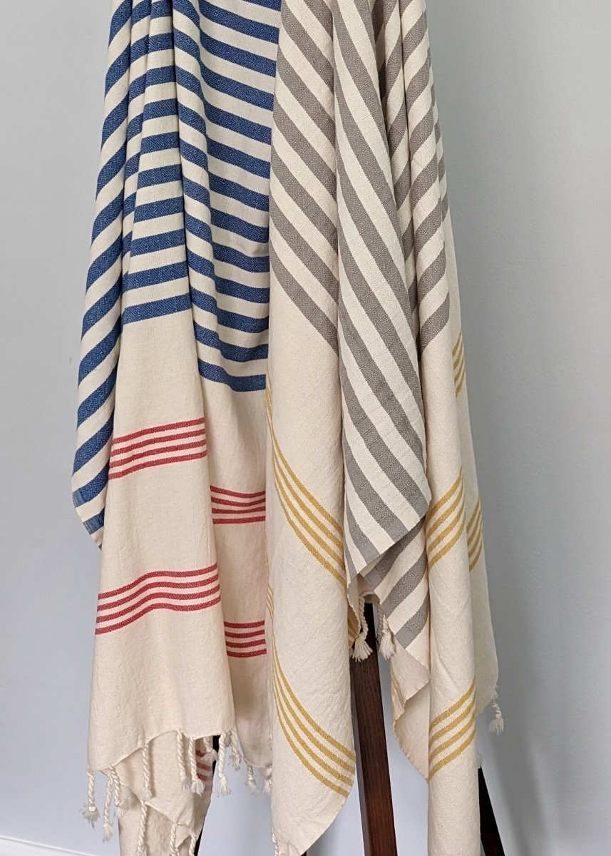Turkish Beach Towel - 100% Cotton Peshtemal Towel For Beach, Yoga & Travel, 37x69 Inches